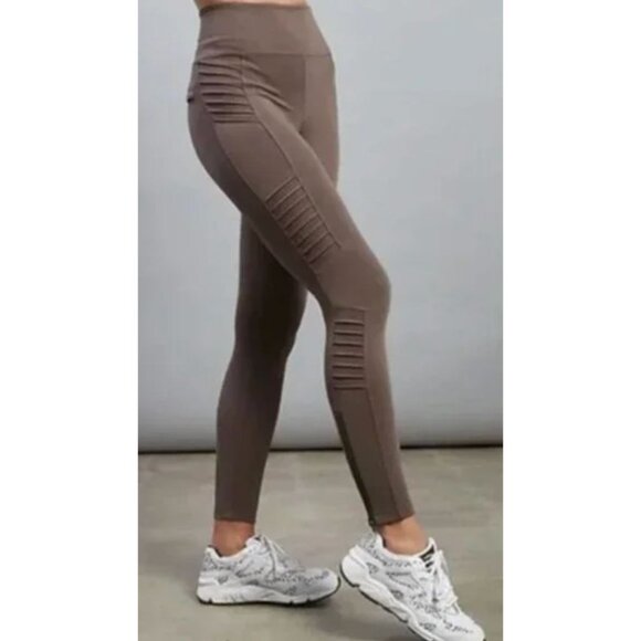 Athleta Pants - Athleta Delancey Moto Tights Coffee House Brown-sz Small